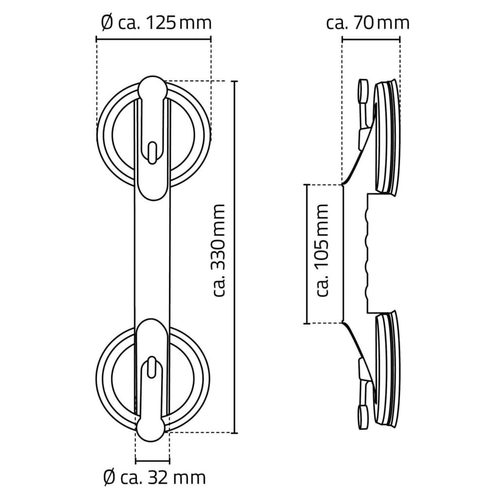 Gripestang med sugekopper 12,5 cm 100 kg A0150201