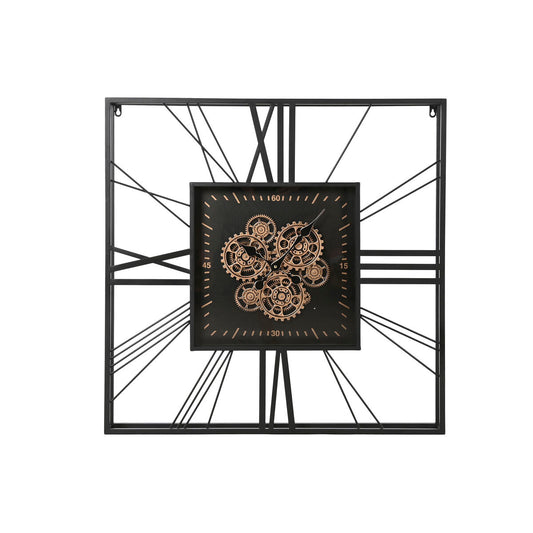 Veggklokke Home ESPRIT Svart Gyllen Metall Krystall 80 x 8 x 80 cm