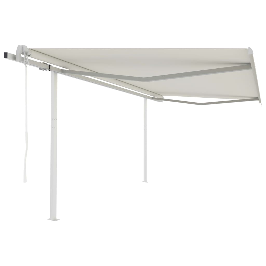 Automatic retractable awning with poles 4.5x3.5 m cream white