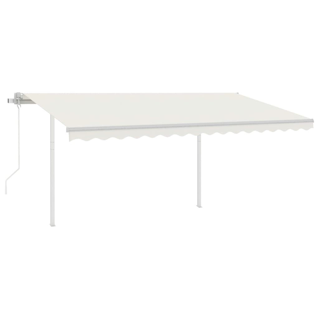 Automatic retractable awning with poles 4.5x3.5 m cream white