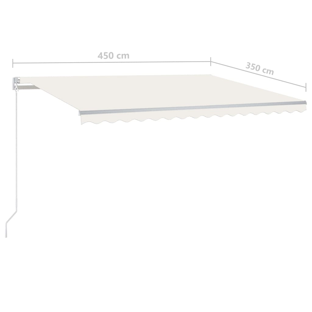 Automatic retractable awning with poles 4.5x3.5 m cream white