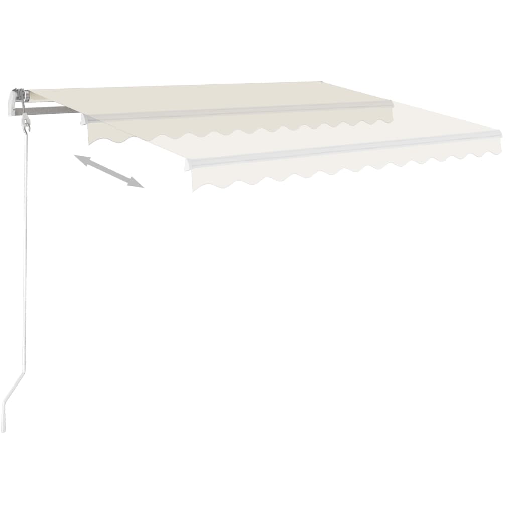 Automatic retractable awning with poles 4.5x3.5 m cream white