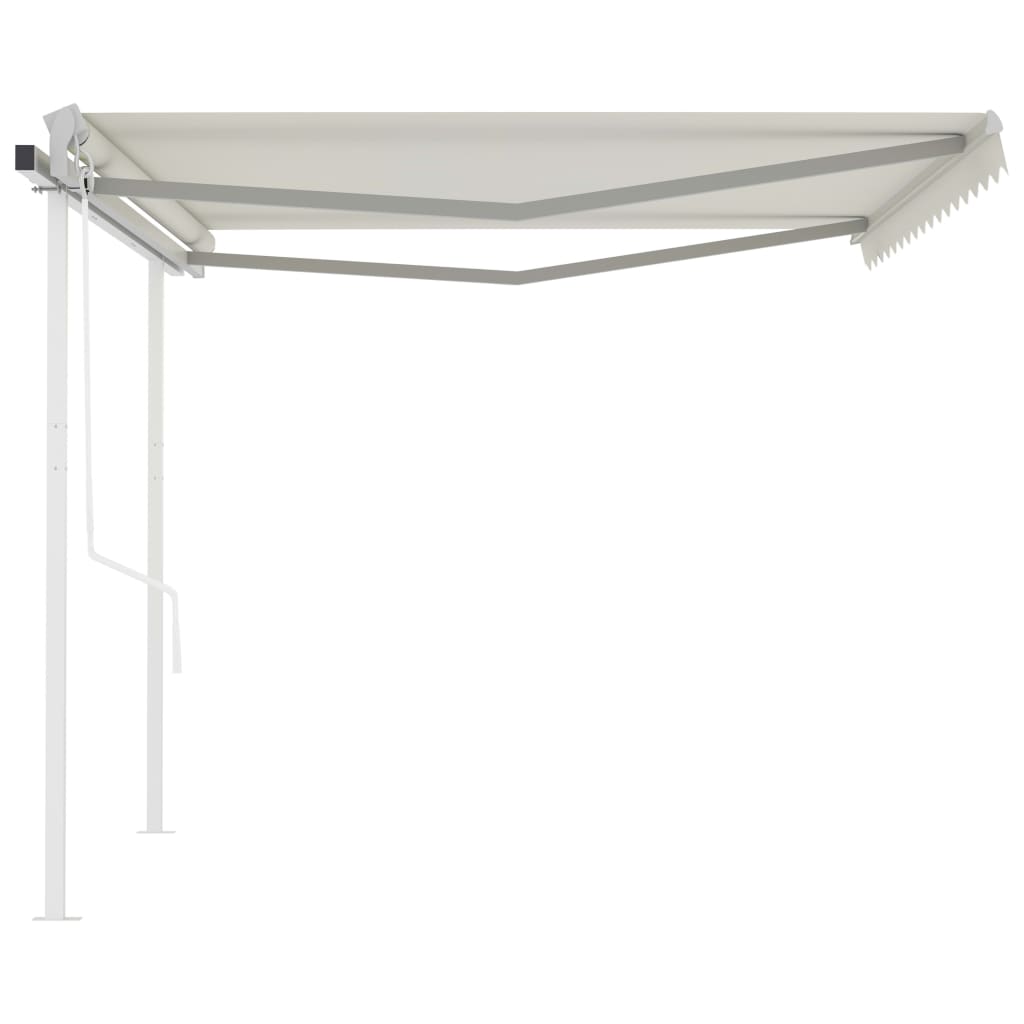 Automatic retractable awning with poles 4.5x3.5 m cream white