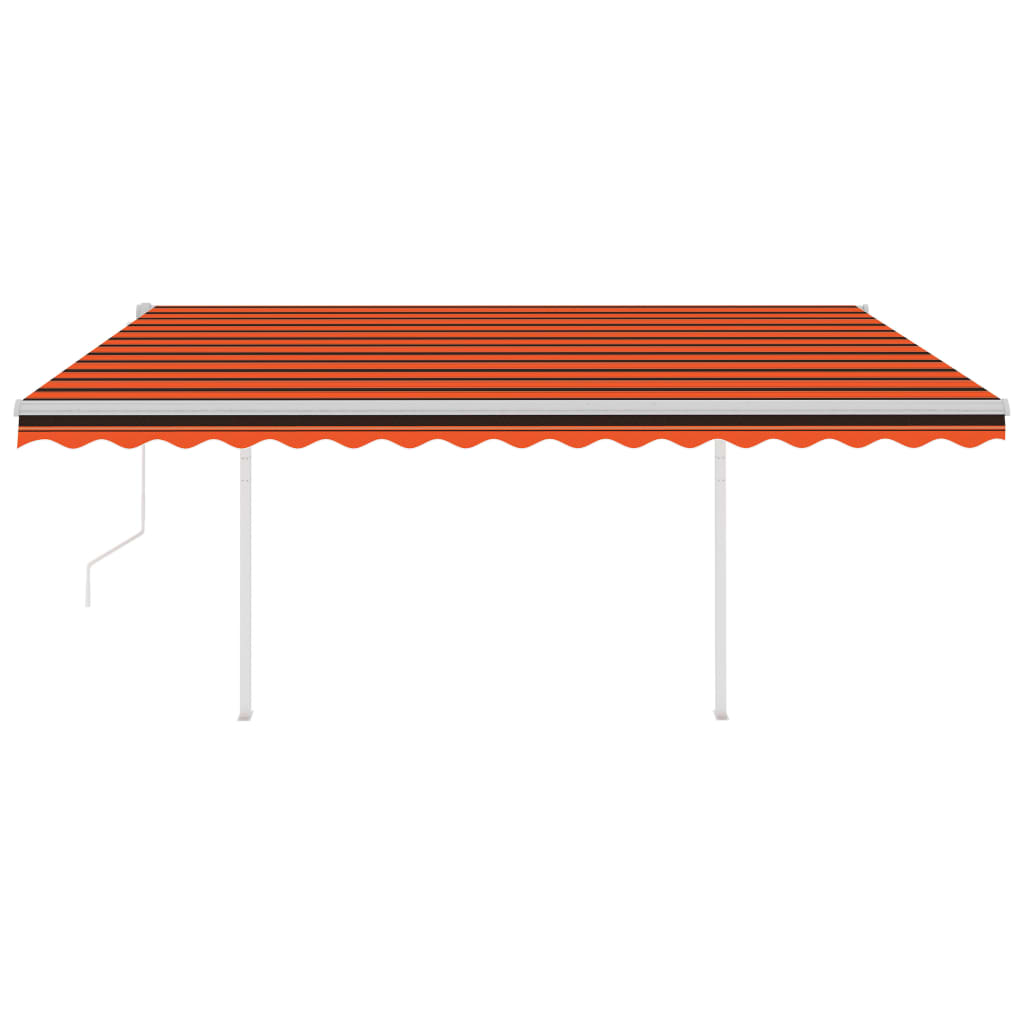 Automatic retractable awning with poles 4.5x3.5 m orange and brown