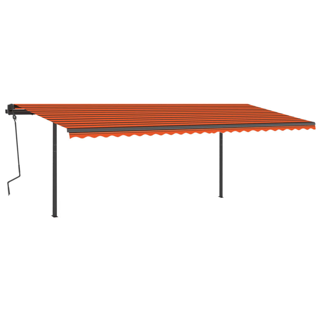 Automatisk uttrekkbar markise med stolper 6x3 m oransje og brun
