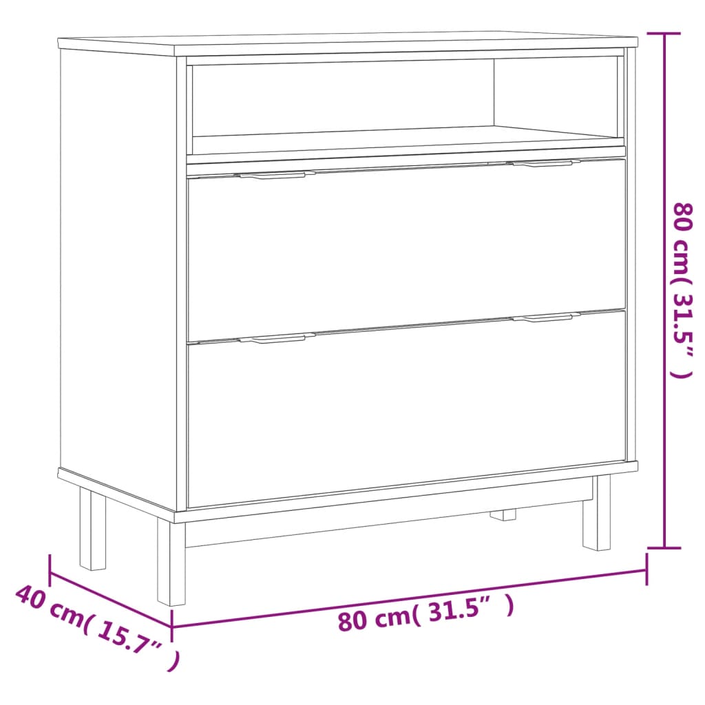 Kommode FLAM 80x40x80 cm heltre furu