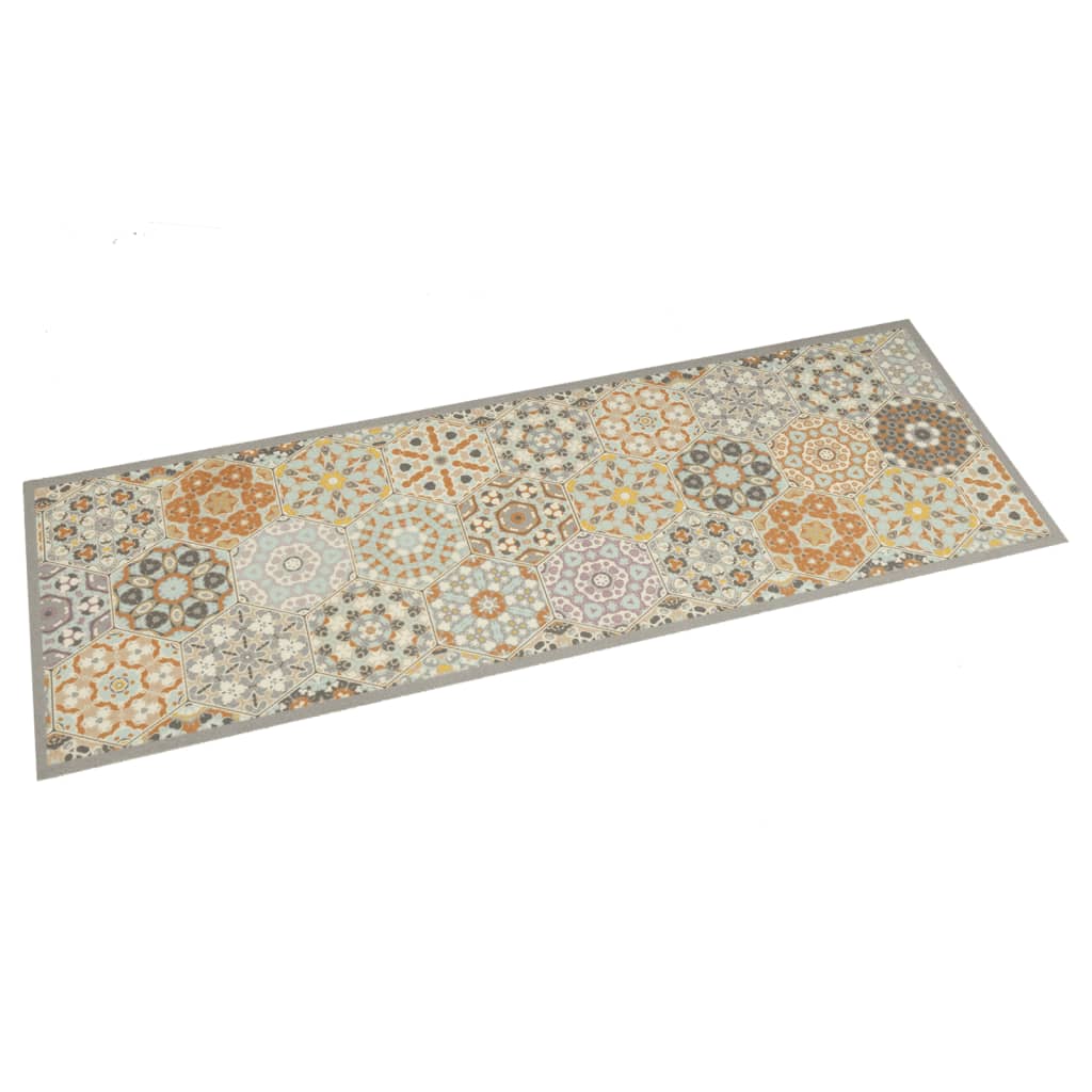 Kitchen rug washable Hexagon pastel 45x150 cm velvet