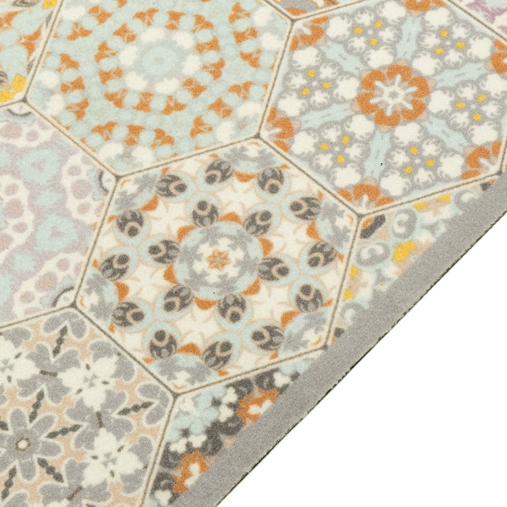 Kitchen rug washable Hexagon pastel 45x150 cm velvet