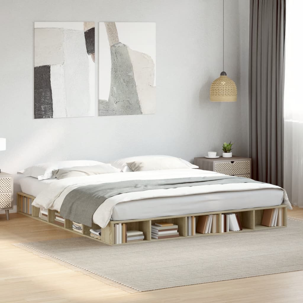 Sengeramme sonoma eik 180x200 cm konstruert tre