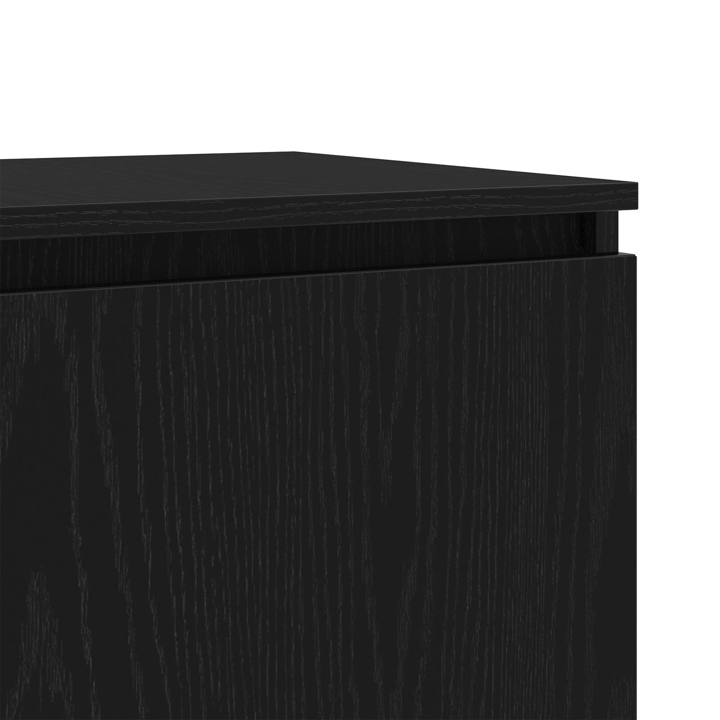 TV-benk med LED-lamper i svart eik - 140 x 40 x 35,5 cm - laget av konstruert tre