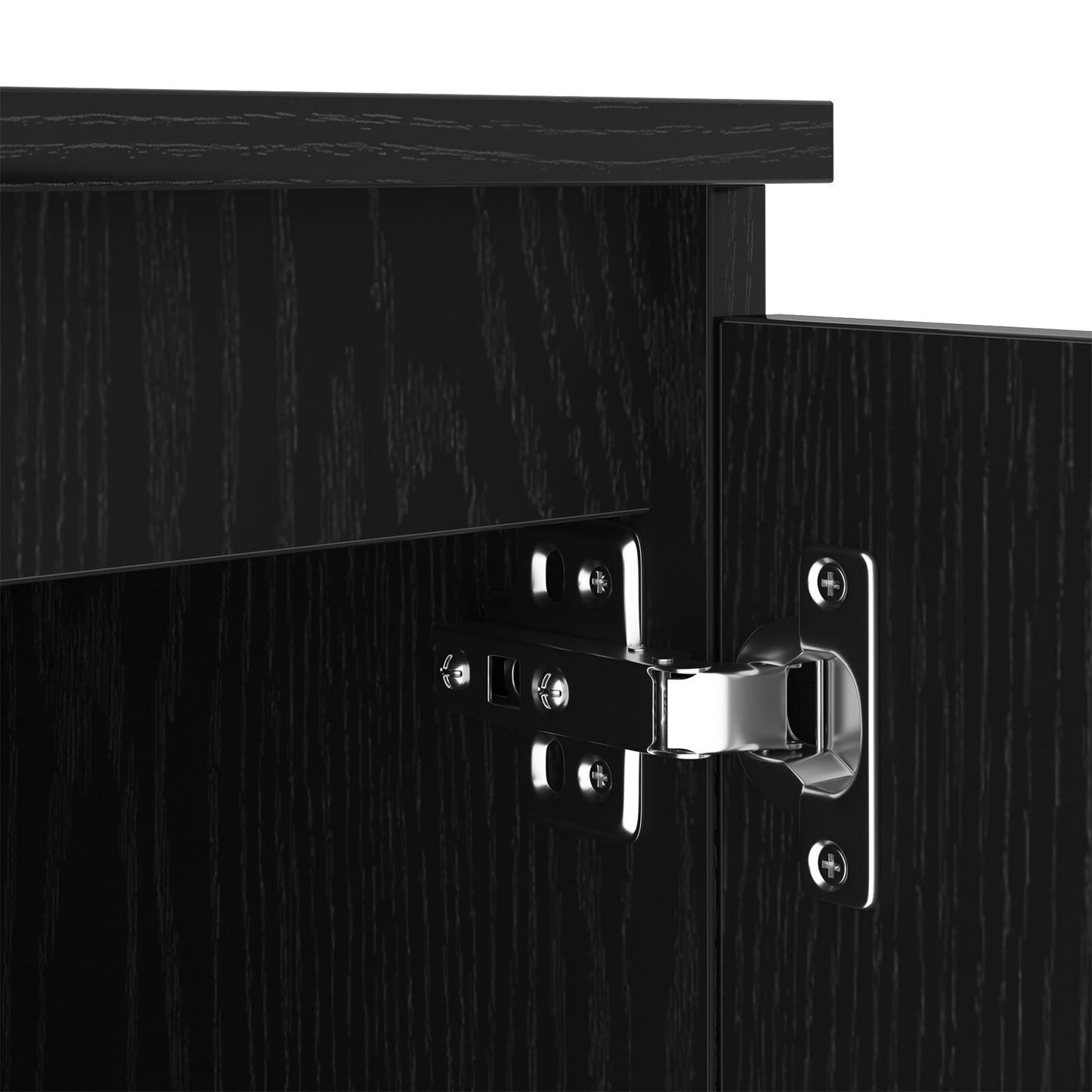 TV-benk med LED-lamper i svart eik - 140 x 40 x 35,5 cm - laget av konstruert tre