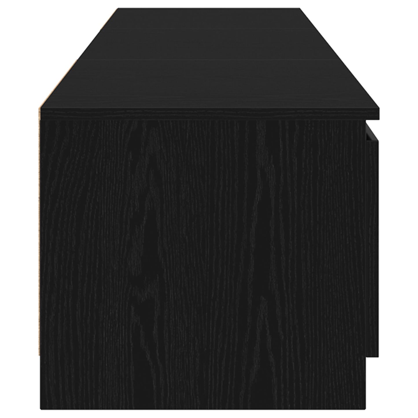 TV-benk med LED-lamper i svart eik - 140 x 40 x 35,5 cm - laget av konstruert tre