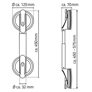 Telescopic grab bar with suction cups 12 cm 100 kg A0150301