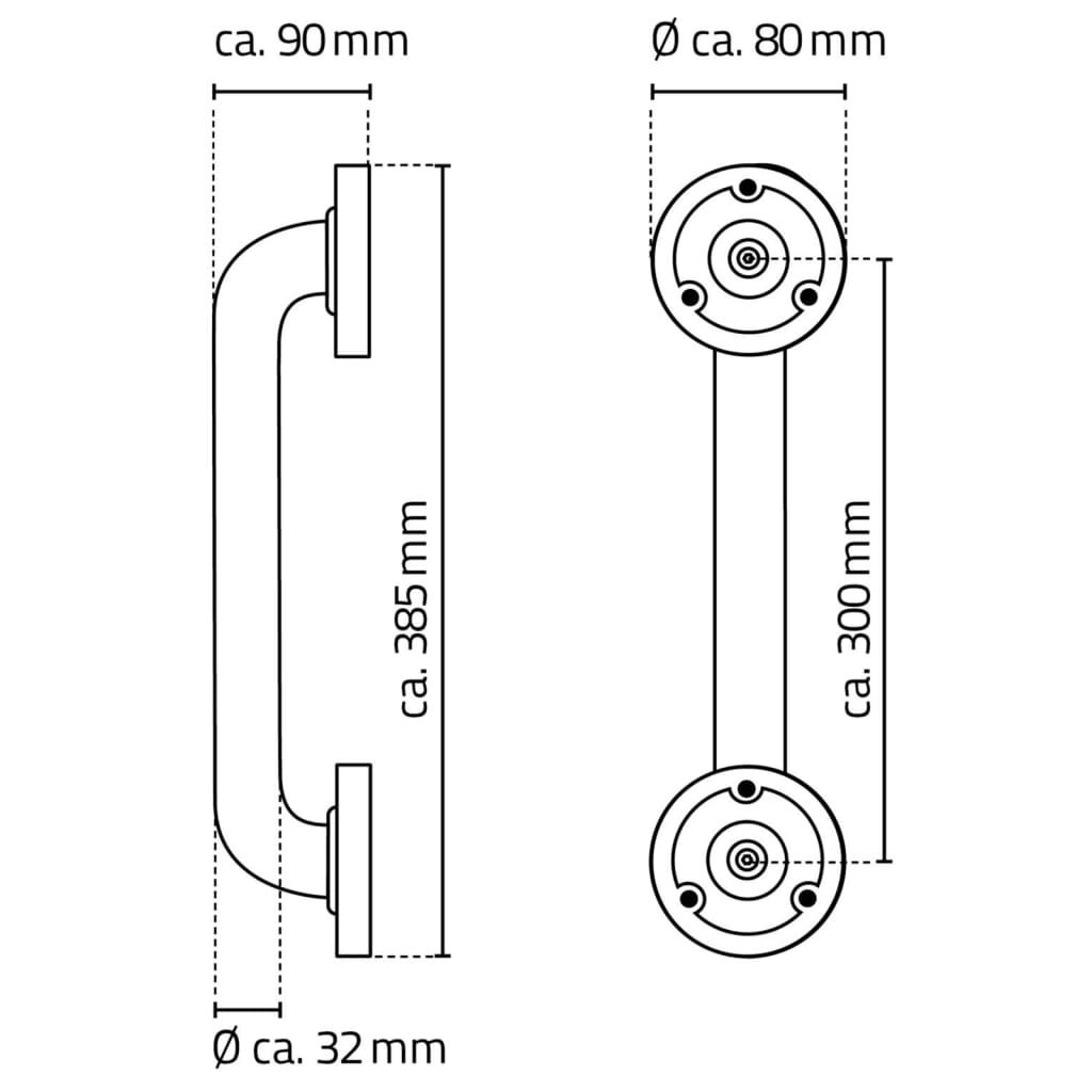 Gripestang 30 cm svart aluminium