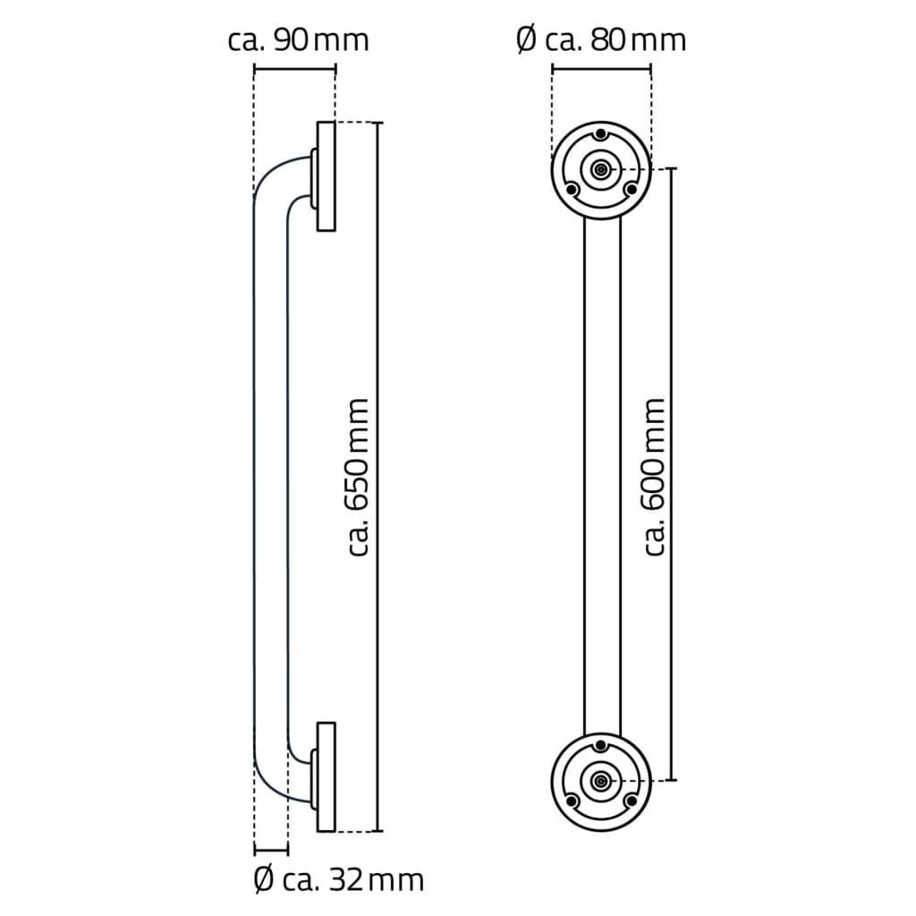 Gripestang 60 cm svart aluminium