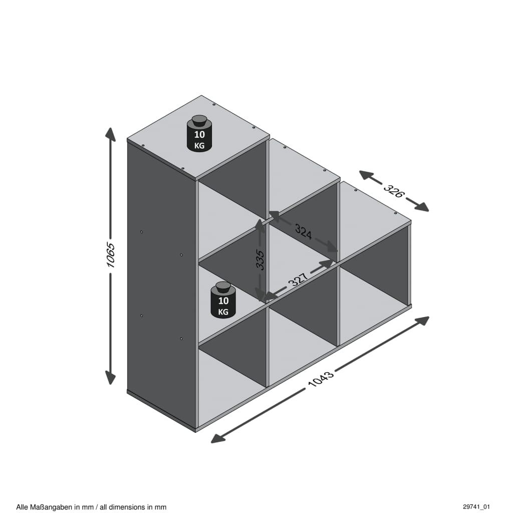 Romdeler med 6 rom 104,3x32,6x106,5 cm sandeik