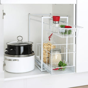 2-tier storage cabinet white