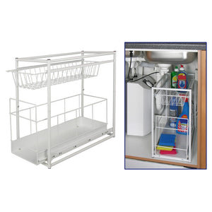 2-tier storage cabinet white