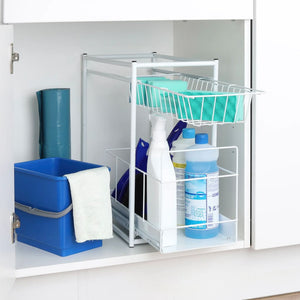 2-tier storage cabinet white