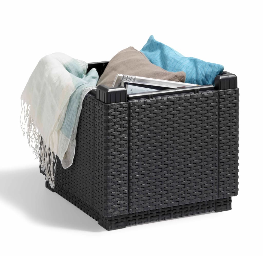 Cube-shaped storage pouf graphite 213816