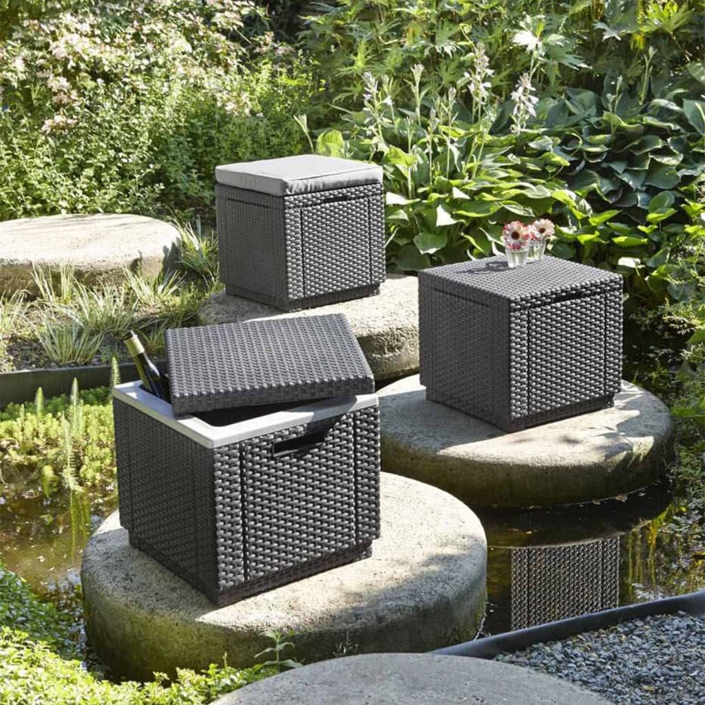 Cube-shaped storage pouf graphite 213816