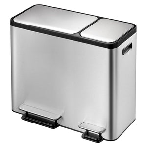 Pedal bin EcoCasa 30+50 L matt silver