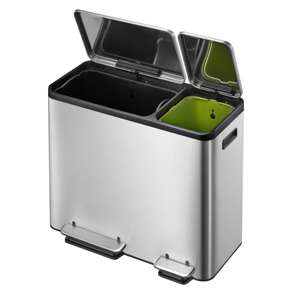 Pedal bin EcoCasa 30+50 L matt silver