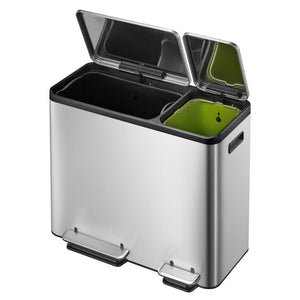 Pedal bin EcoCasa 30+50 L matt silver