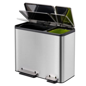 Pedal bin EcoCasa 30+50 L matt silver
