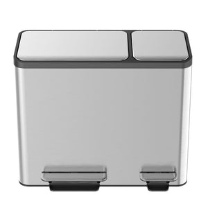 Pedal bin EcoCasa 30+50 L matt silver