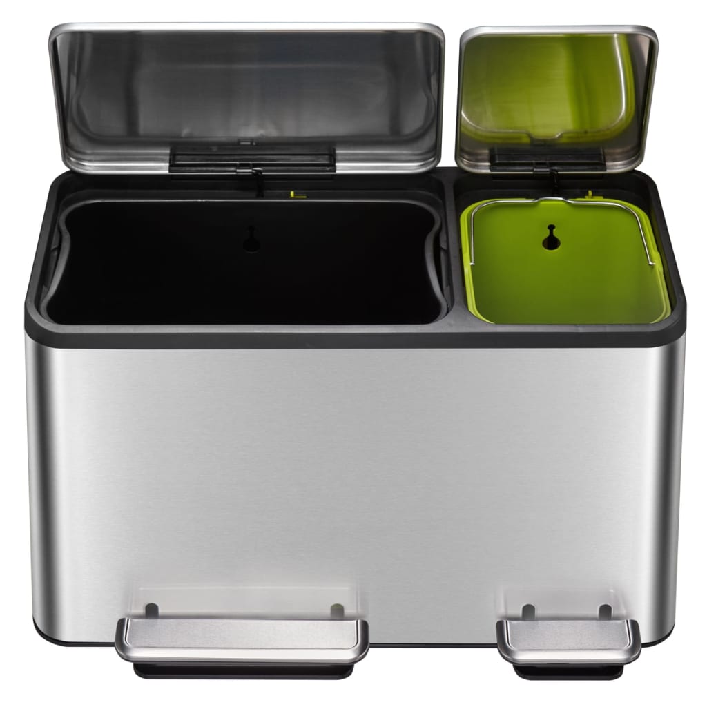 Pedal bin EcoCasa 30+50 L matt silver