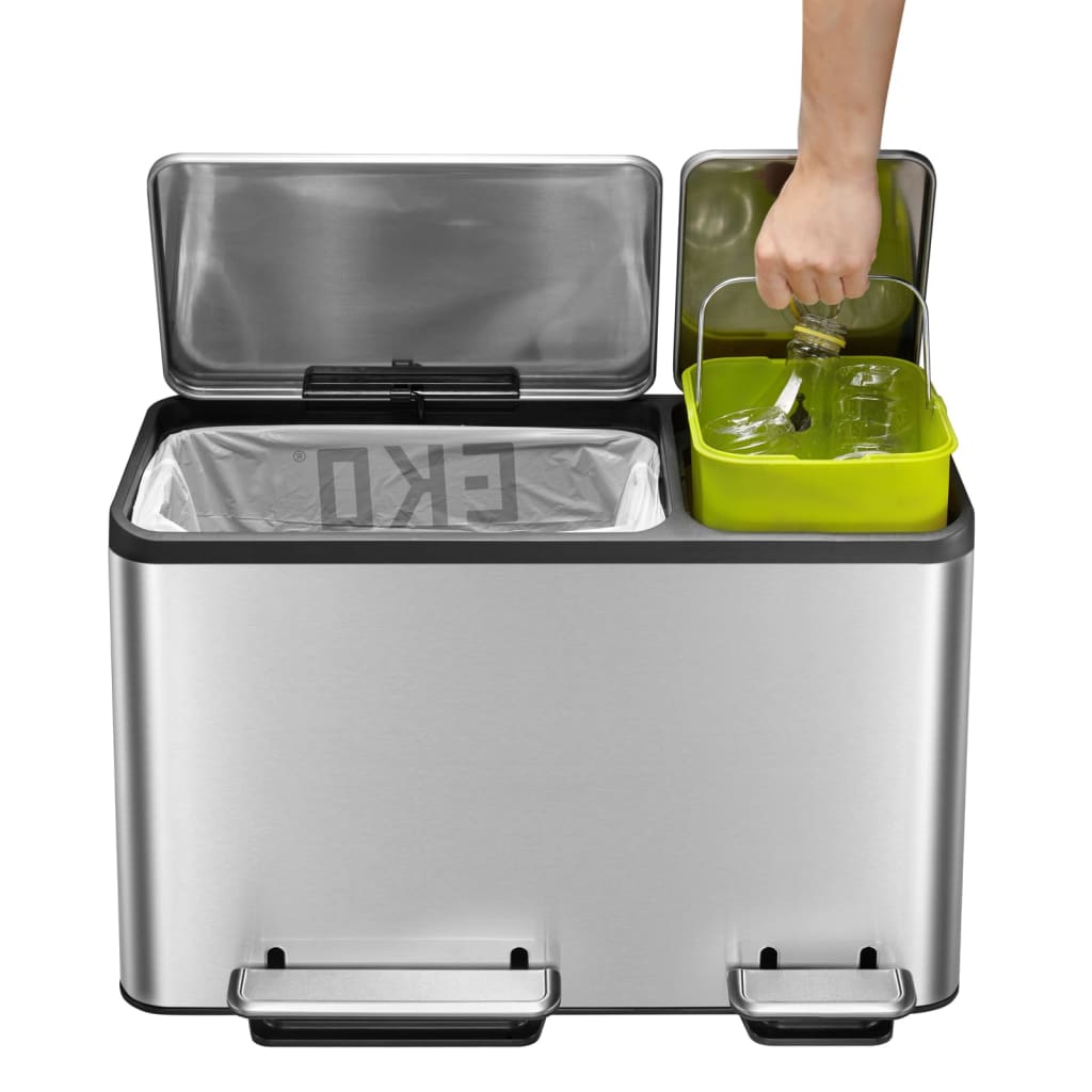 Pedal bin EcoCasa 30+50 L matt silver