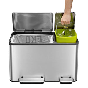 Pedal bin EcoCasa 30+50 L matt silver
