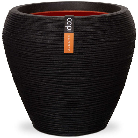 Plantevase Nature Rib konisk 42x38 cm svart KBLR362
