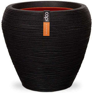 Plantevase Nature Rib konisk 42x38 cm svart KBLR362