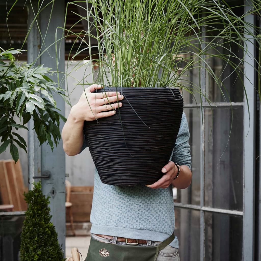 Plantevase Nature Rib konisk 42x38 cm svart KBLR362