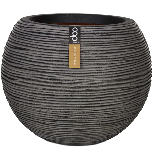 Vase Nature Rib ballformet 40x32 cm antrasitt KOFZ270
