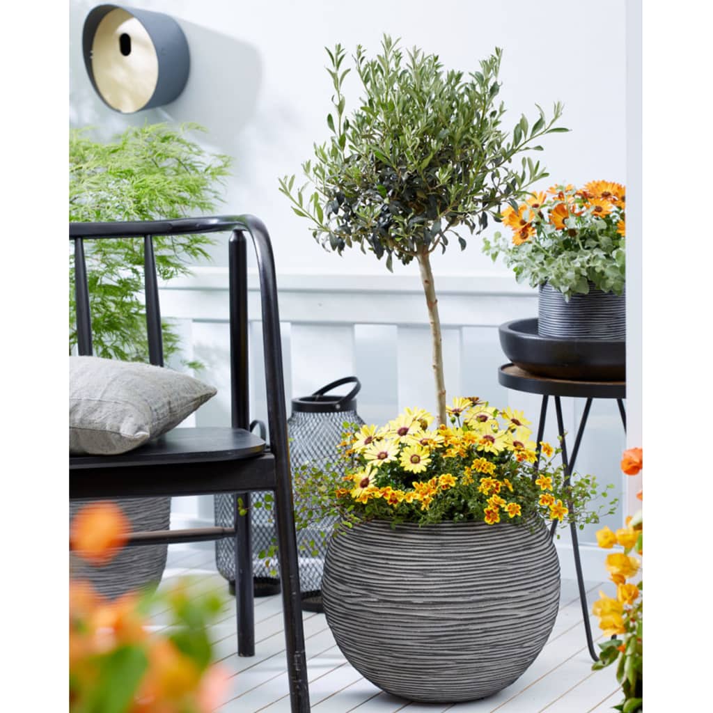 Vase Nature Rib ballformet 40x32 cm antrasitt KOFZ270