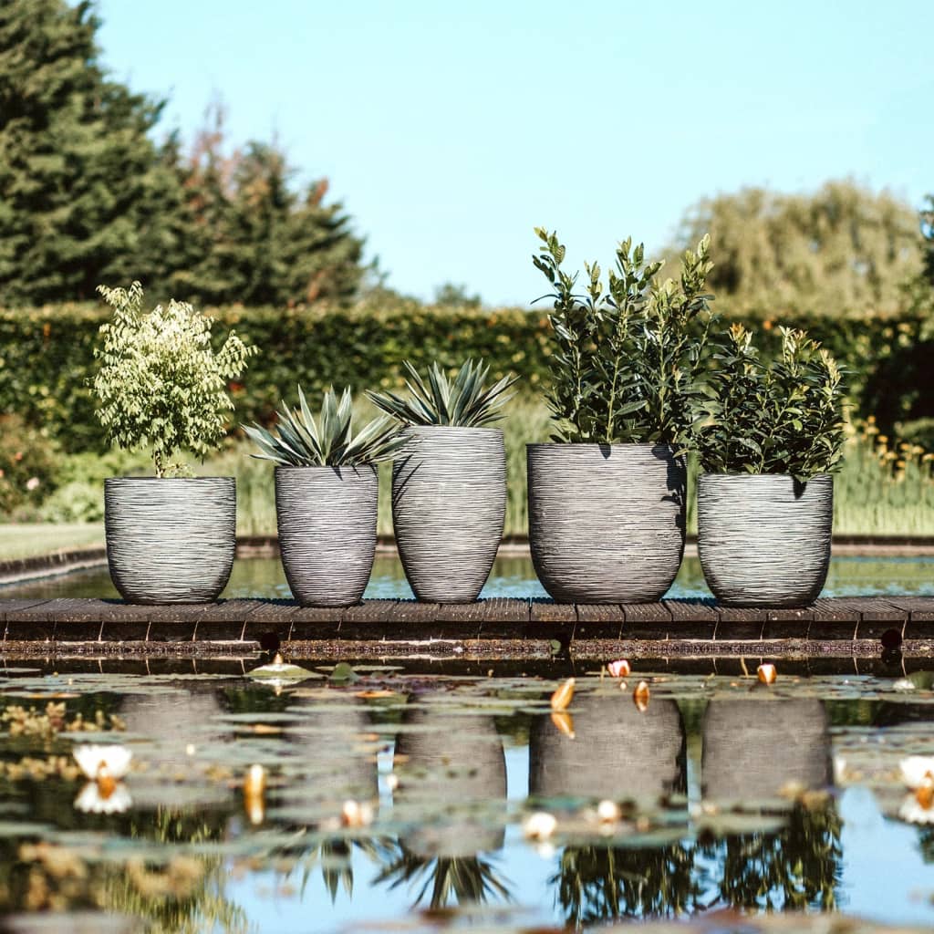 Plantevase Nature Rib elegant lav 46x58 cm antrasitt KOFZ783