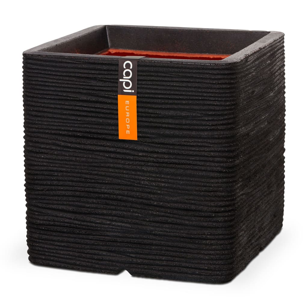 Plantekasse Nature Rib firkantet 50 x 50 cm svart