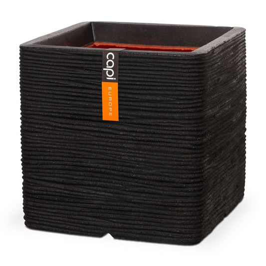 Plantekasse Nature Rib firkantet 50 x 50 cm svart