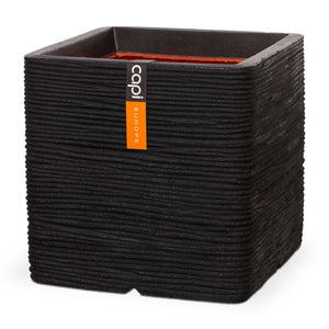 Plantekasse Nature Rib firkantet 50 x 50 cm svart