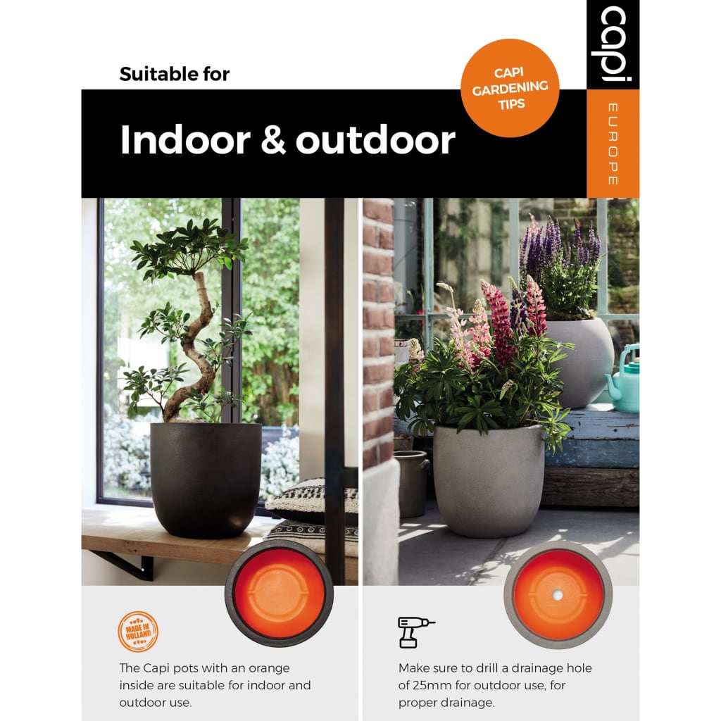 Plantekasse Nature Rib firkantet 50 x 50 cm svart