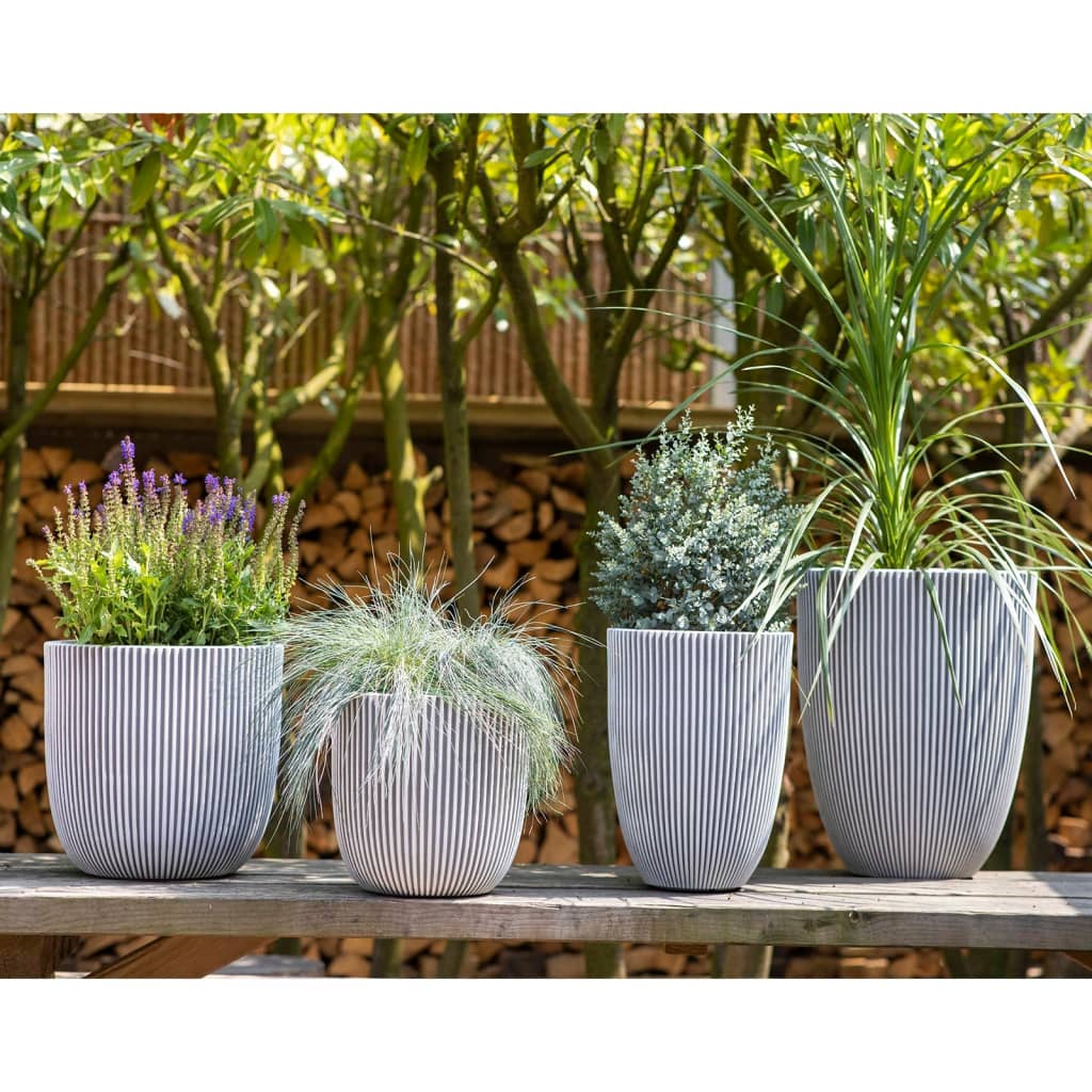 Plantekasse Groove 35x34 cm elfenben