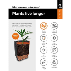 Plantekasse Groove 35x34 cm antrasitt