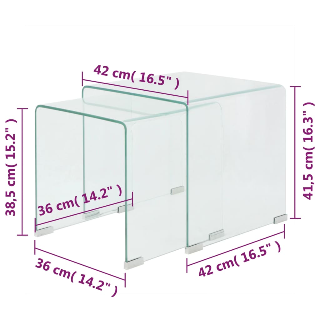Todelt settbord i temperert glass klar