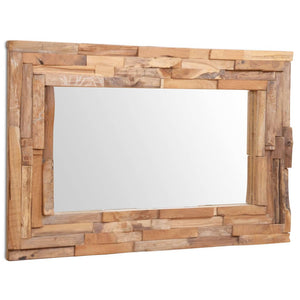 Dekorativt speil teak 90x60 cm rektangulært