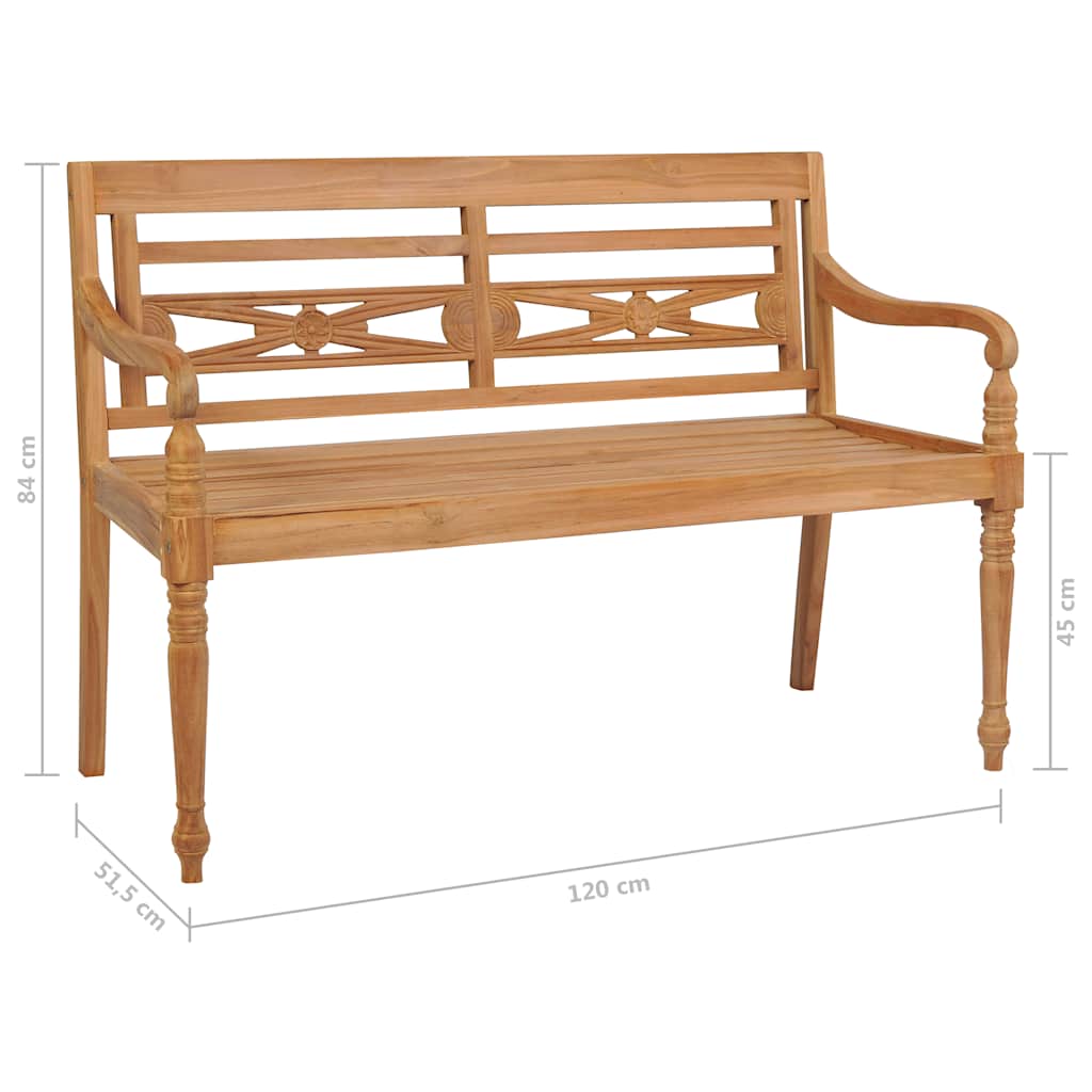 Bataviabenk 120 cm teak