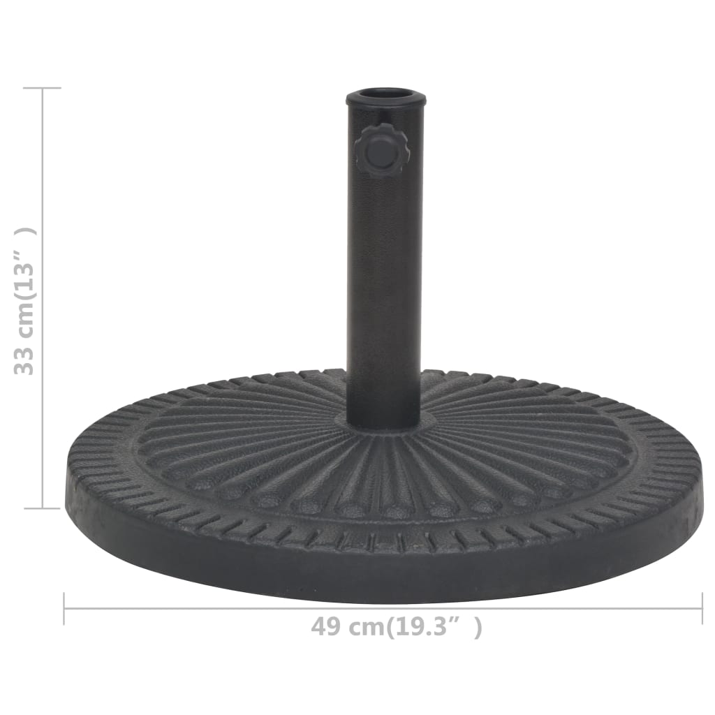 Parasollfot harpiks rund svart 14 kg