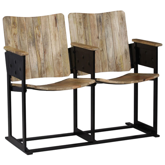 2-seater bench solid mango wood and steel